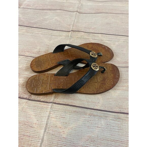 Tory burch Women's Brown Leather Flip Flop Sandals - 7M - Picture 5 of 11